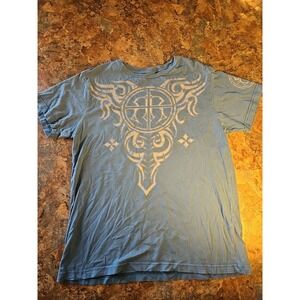 Roar Tee Shirt Short Sleeve T-Shirt Men's Large blue Roar Tattoo Style (B36